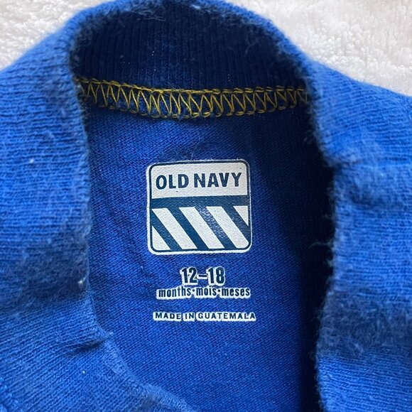 Old Navy 12-18M “I Love My Papa” Long Sleeve Tee Blue & Yellow GUC Baby Unisex - Picture 3 of 13